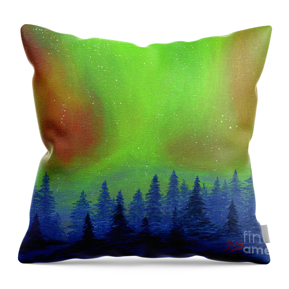 Aurora Throw Pillow featuring the painting Aurora Sky by Aicy Karbstein