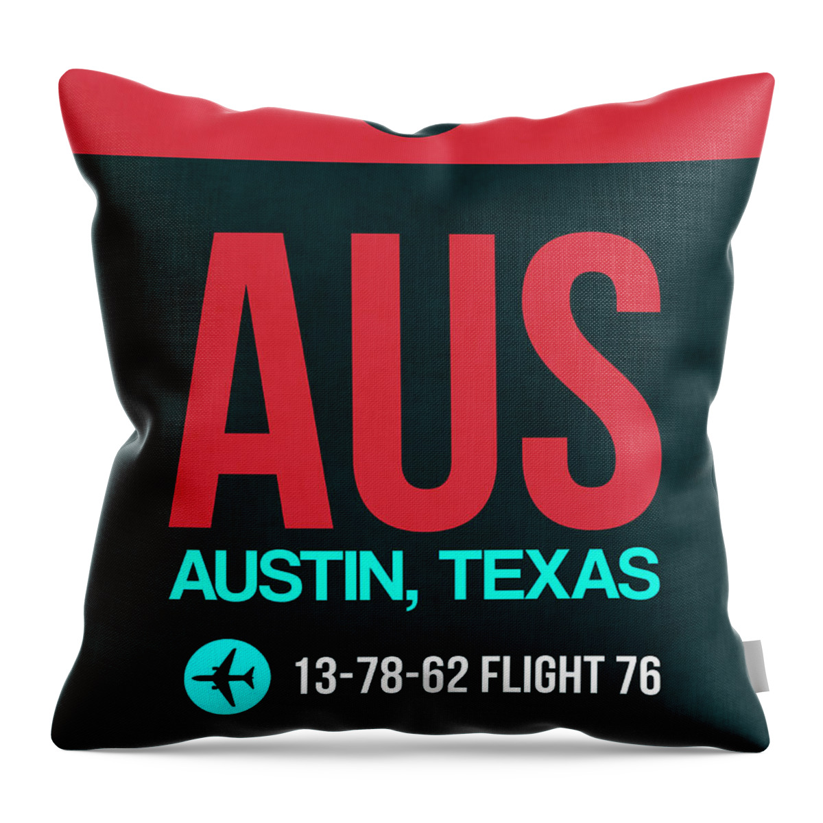 Vacation Throw Pillow featuring the digital art AUS Austin Luggage Tag II by Naxart Studio