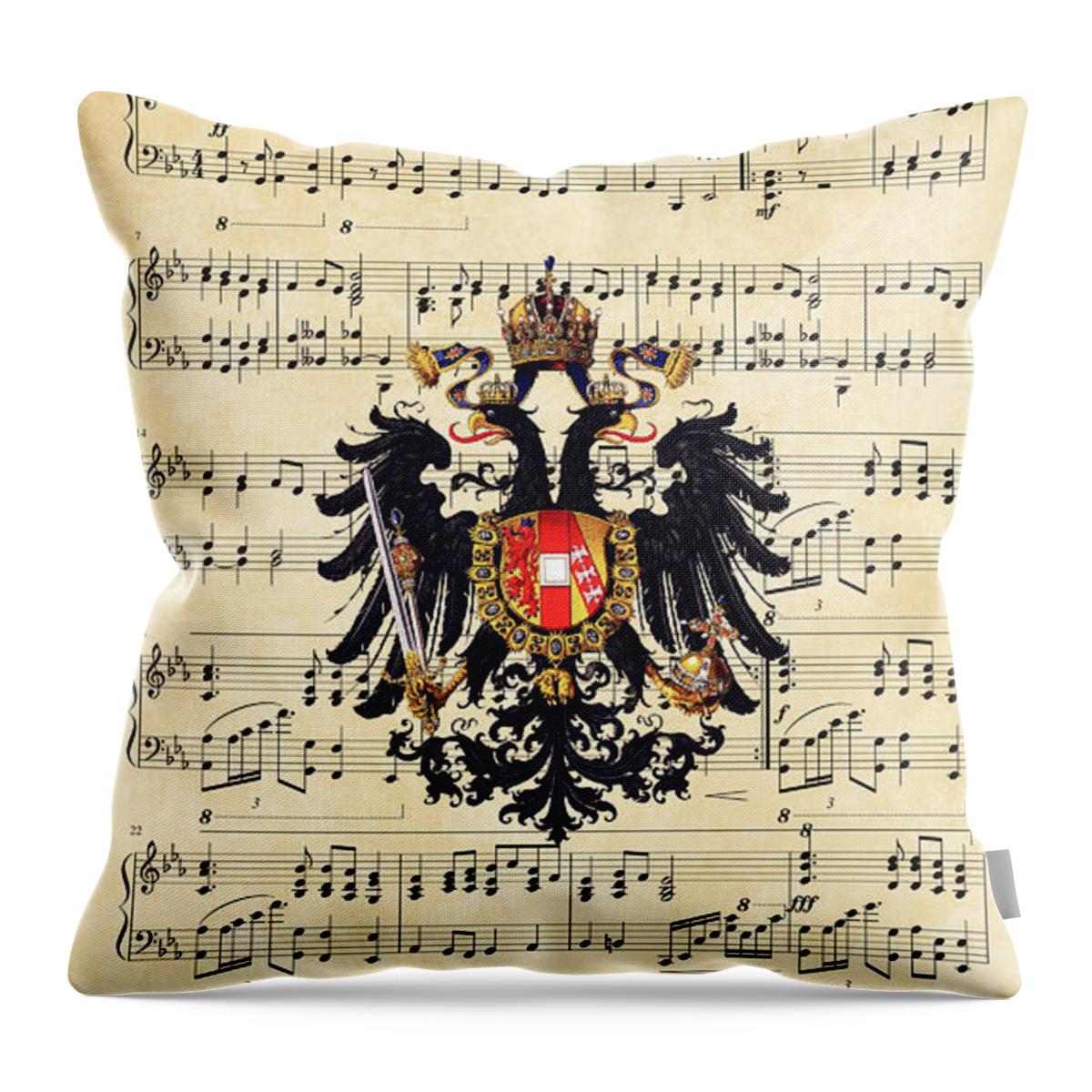 Austria Empire Throw Pillow featuring the digital art Austrian emperor's hymn by Helga Novelli