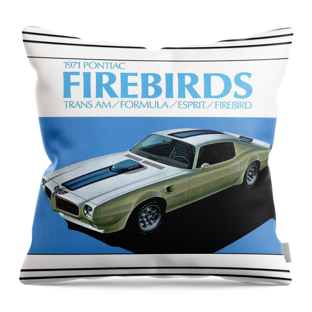 1971 Pontiac Firebird Throw Pillow featuring the photograph Automotive Art 478 by Andrew Fare