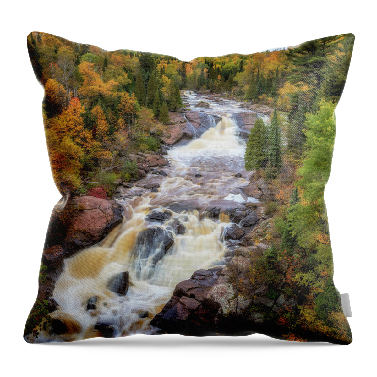Waterfall Throw Pillow featuring the photograph Autumn at Beaver River Falls by Susan Rissi Tregoning