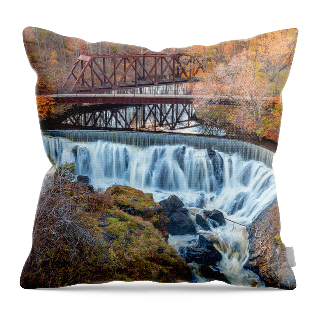 Norwich Throw Pillow featuring the photograph Autumn at Indian Leap by Veterans Aerial Media LLC