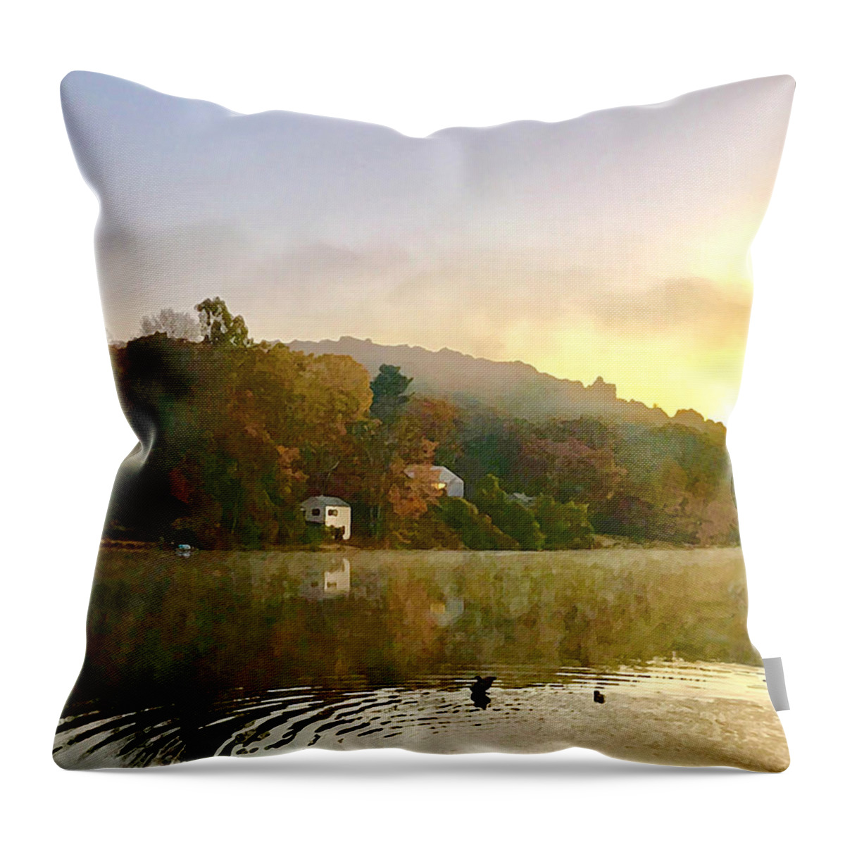 Sunrise Throw Pillow featuring the photograph Autumn Dawn on Wataba by Tom Johnson