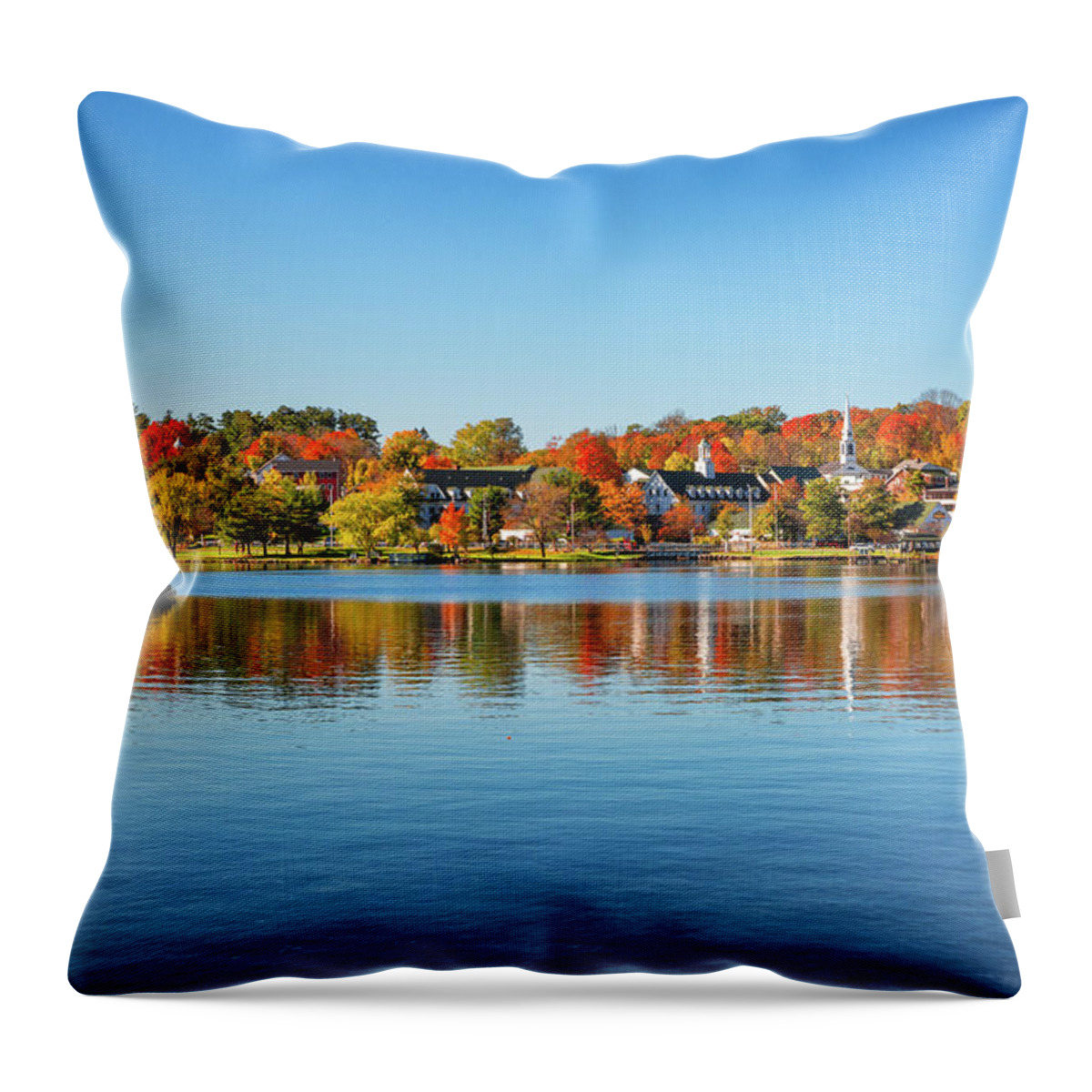 Meredith Bay Throw Pillow featuring the photograph Autumn in Meredith by Robert Clifford