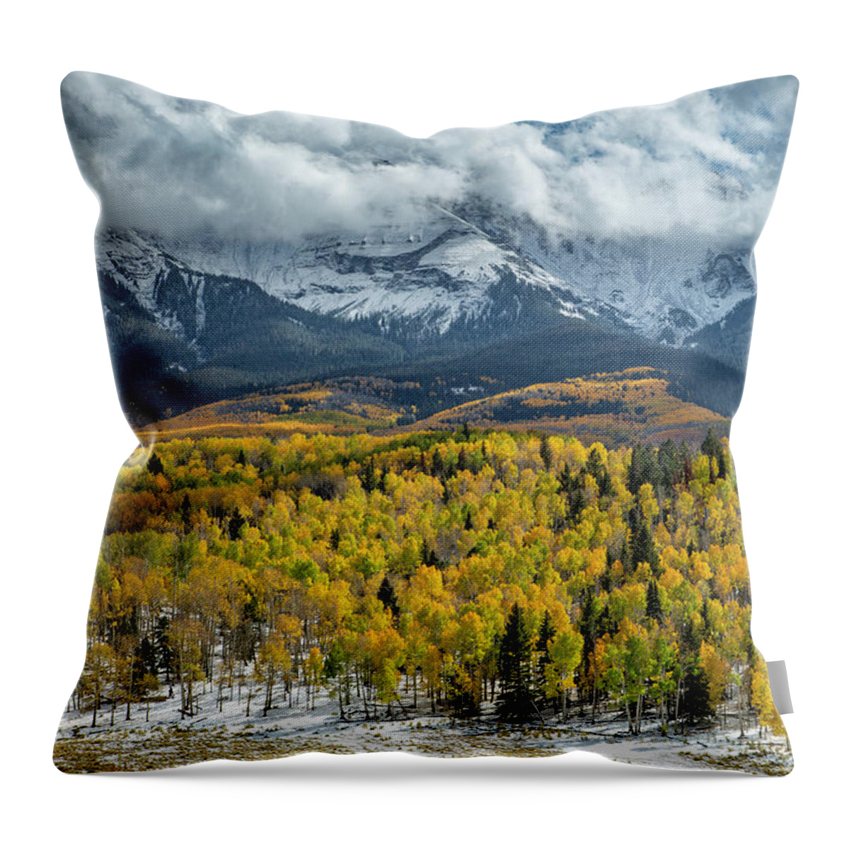 Aspen Throw Pillow featuring the photograph Autumn In The Clouds by Denise Bush