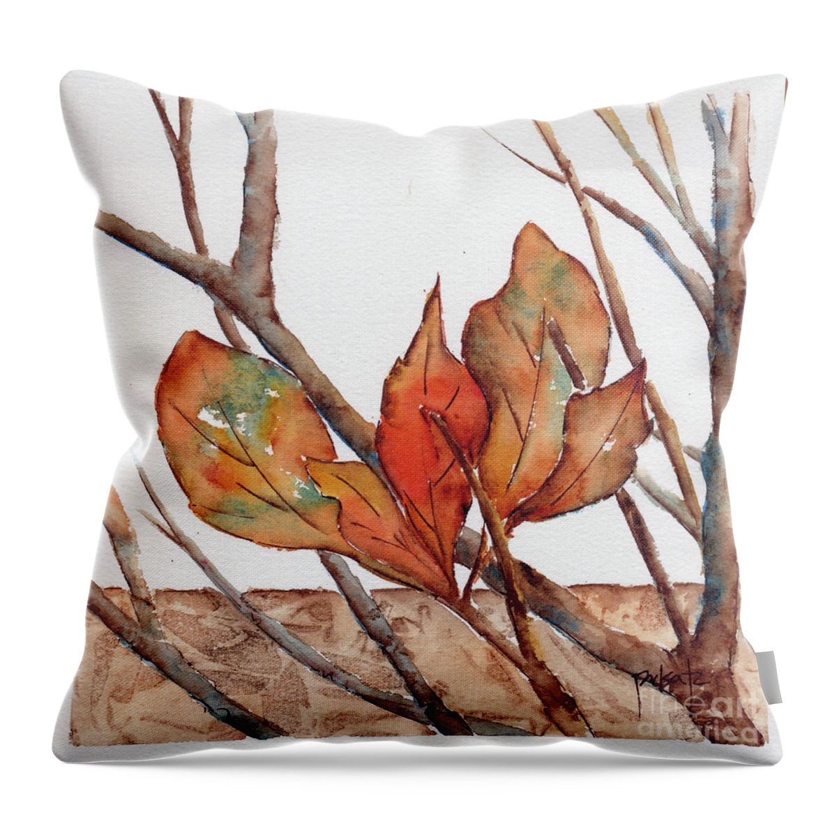 Impressionism Throw Pillow featuring the painting Autumn Leaves Amongst The Twigs by Pat Katz
