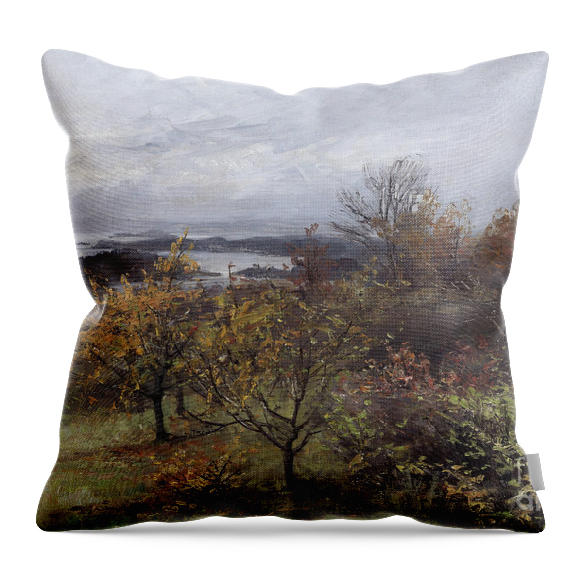 Tannaes Throw Pillow featuring the painting Autumn, Nesbyen by Marie Tannaes