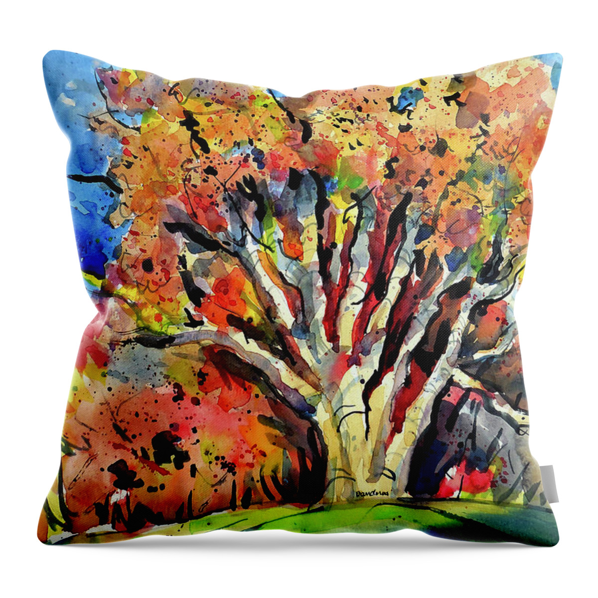 Oaks Throw Pillow featuring the painting Autumn Oak by Terry Banderas