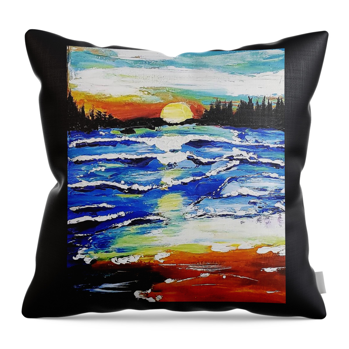 Sunset Throw Pillow featuring the painting Autumn Sunset by Amy Kuenzie