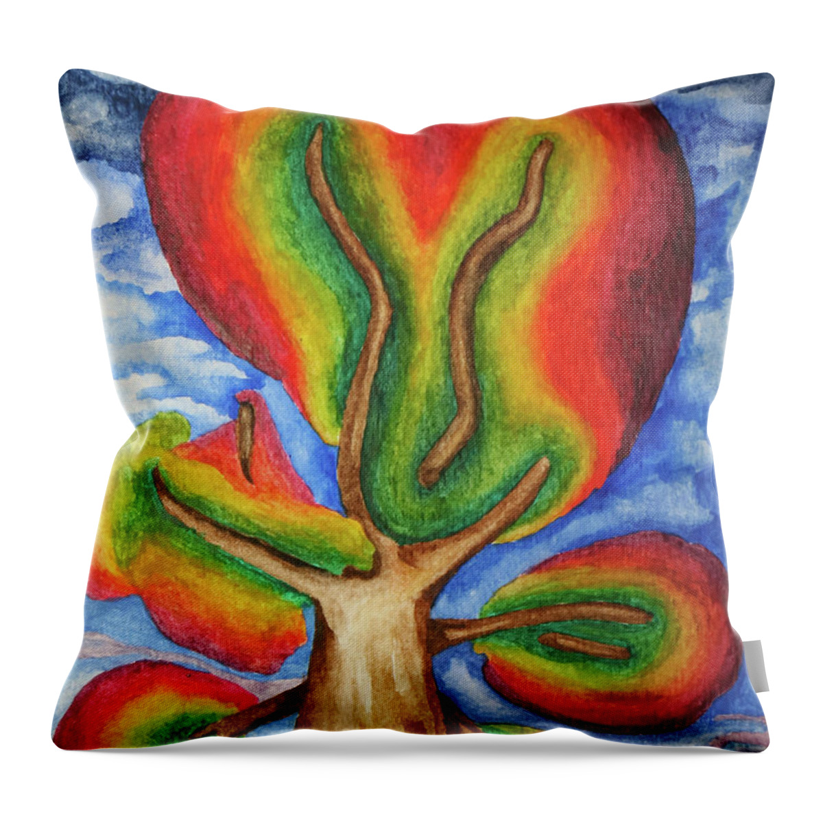 Nature Throw Pillow featuring the painting Autumn Tree 2019 I by Robert Morin