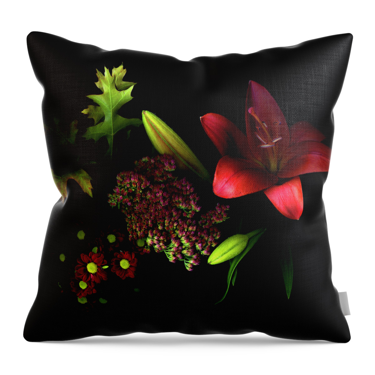 Chrysanthemum Throw Pillow featuring the photograph Autumnal Flower Bouquet by Photograph By Magda Indigo