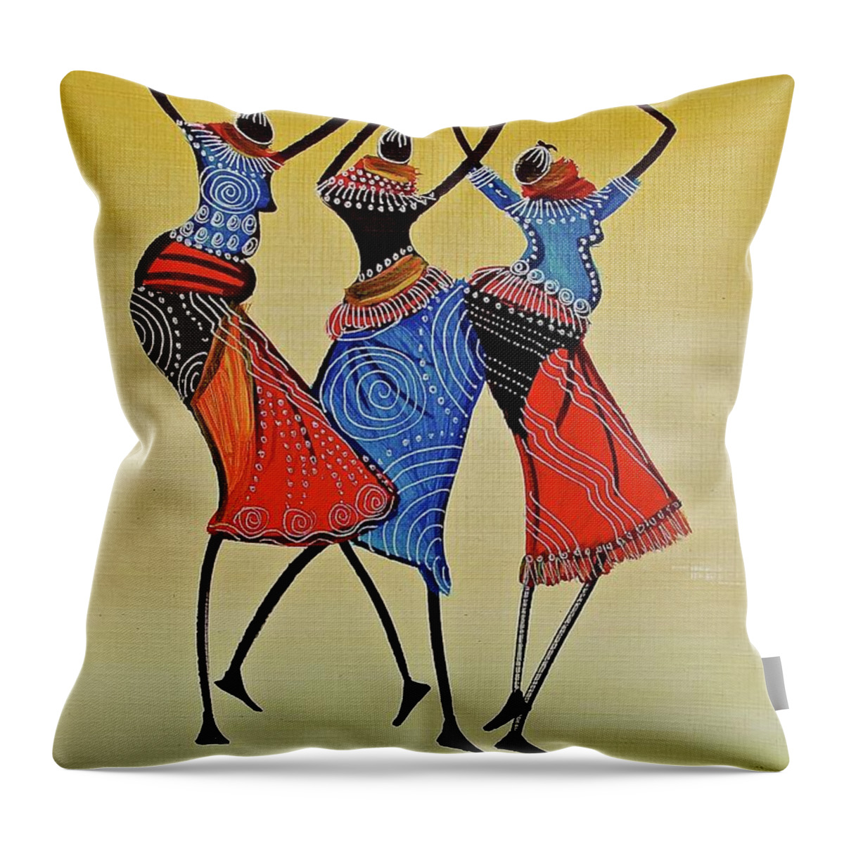 Africa Throw Pillow featuring the painting B-261 by Martin Bulinya
