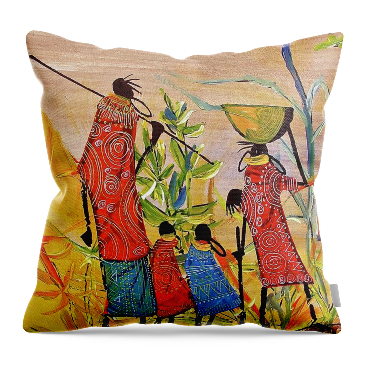 Africa Throw Pillow featuring the painting B-272 by Martin Bulinya