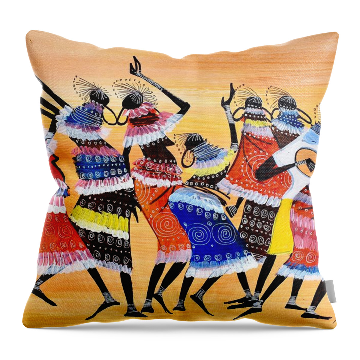 African Art Throw Pillow featuring the painting B-404 by Martin Bulinya