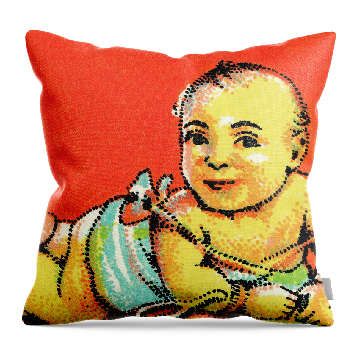 Baby Throw Pillow featuring the drawing Baby boy by CSA Images