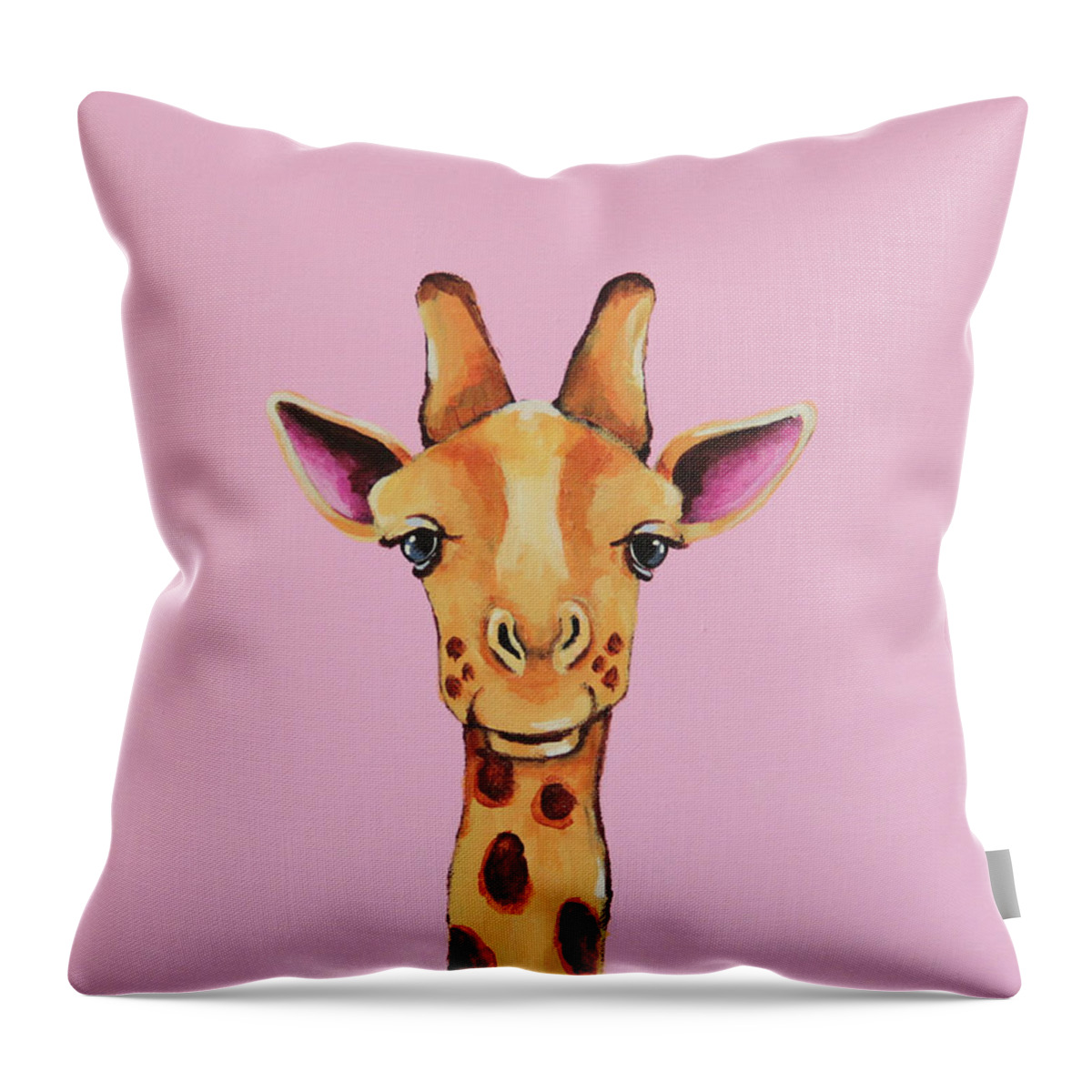 Giraffe Throw Pillow featuring the painting Baby Giraffe by Lucia Stewart