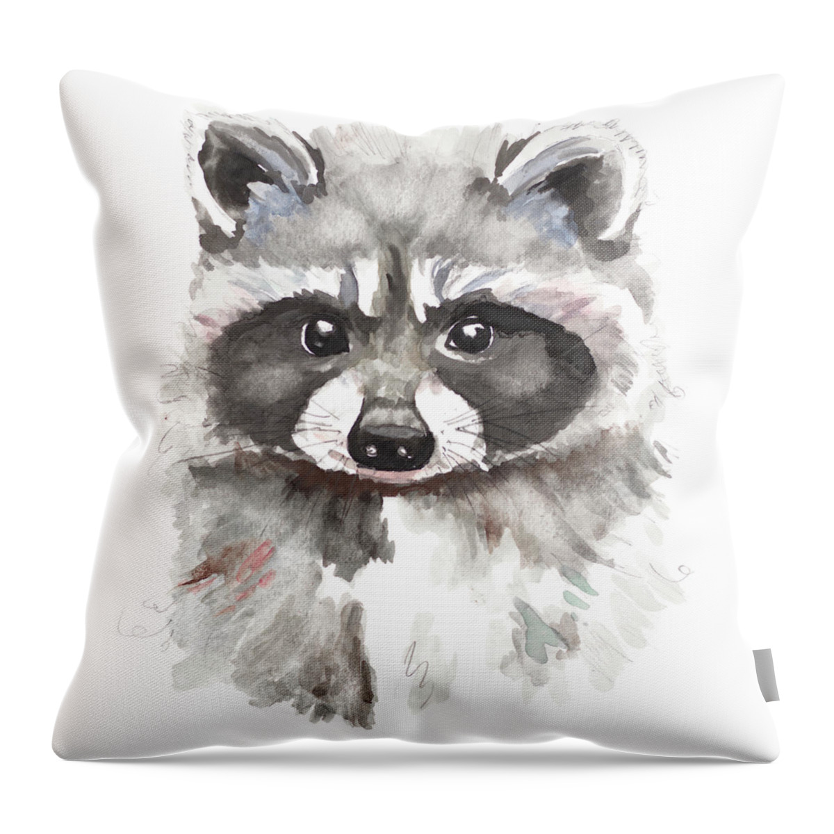 Baby Throw Pillow featuring the painting Baby Raccoon by Patricia Pinto