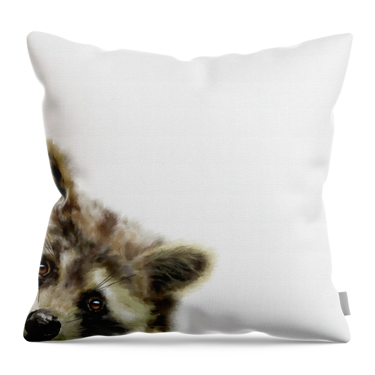 Racoon Throw Pillow featuring the digital art Baby Racoon by Kathie Miller