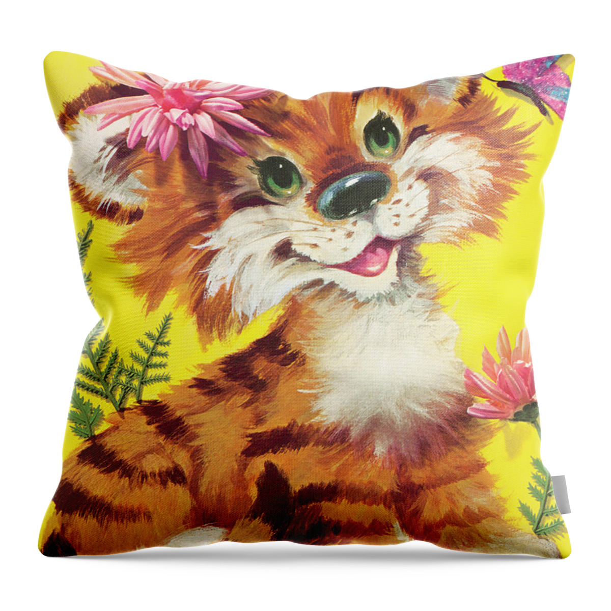Animal Throw Pillow featuring the drawing Baby tiger by CSA Images