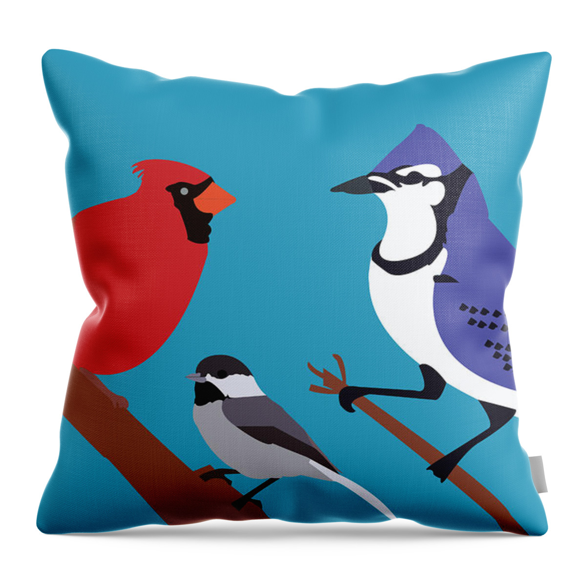 Birds Throw Pillow featuring the digital art Backyard birds by Caroline Elgin