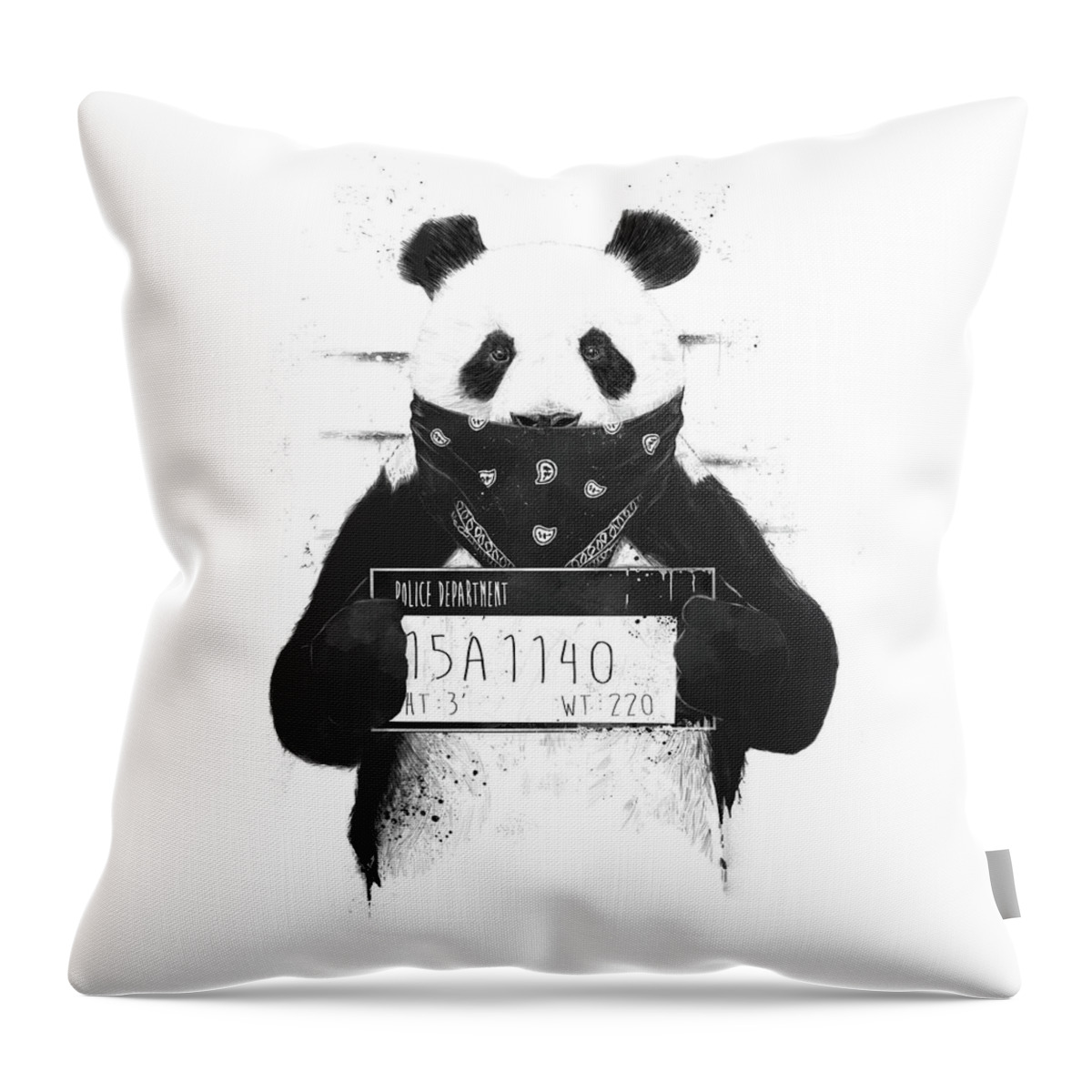 Panda Throw Pillow featuring the drawing Bad panda by Balazs Solti