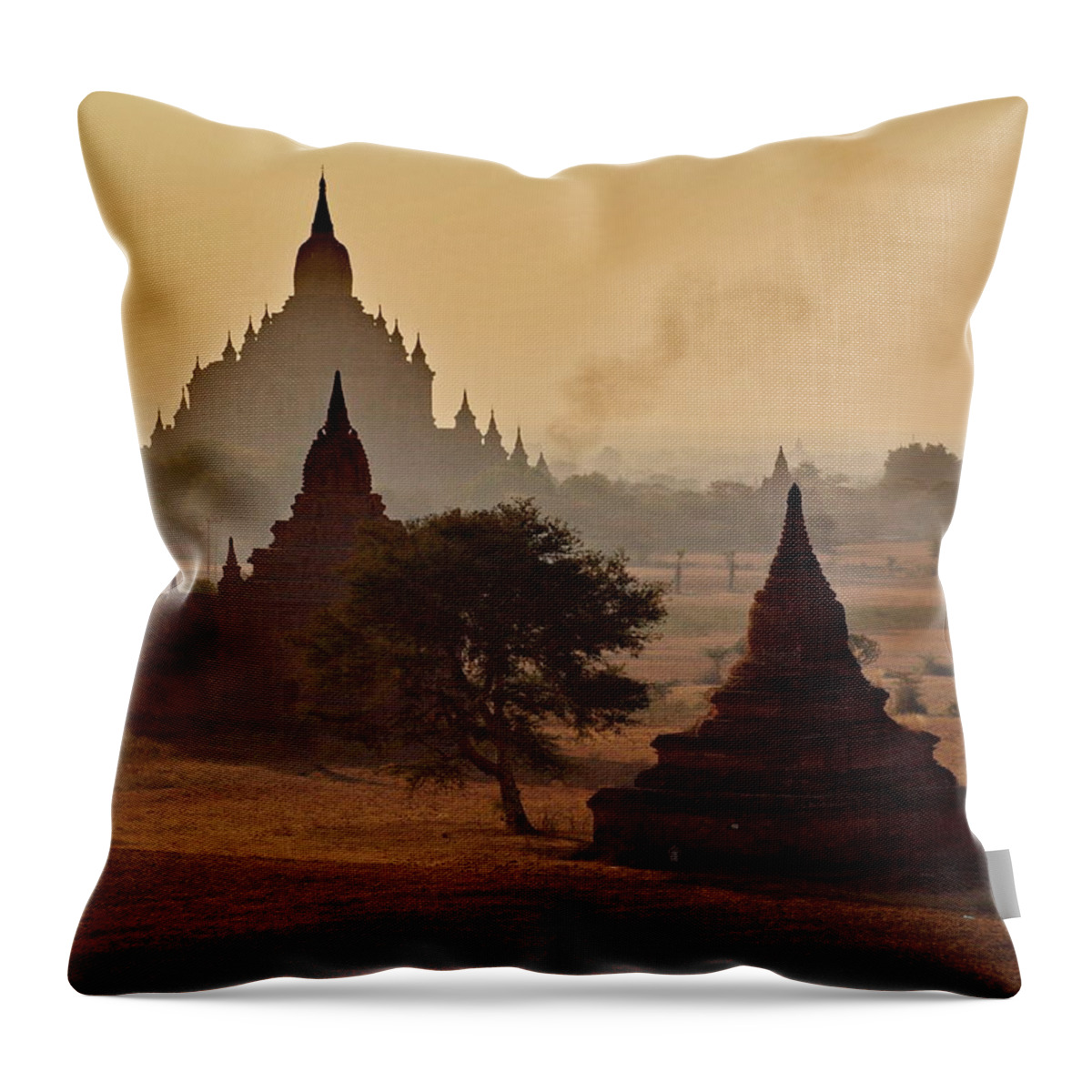 Pagoda Throw Pillow featuring the photograph Bagan Pagodas by Stefan Hajdu