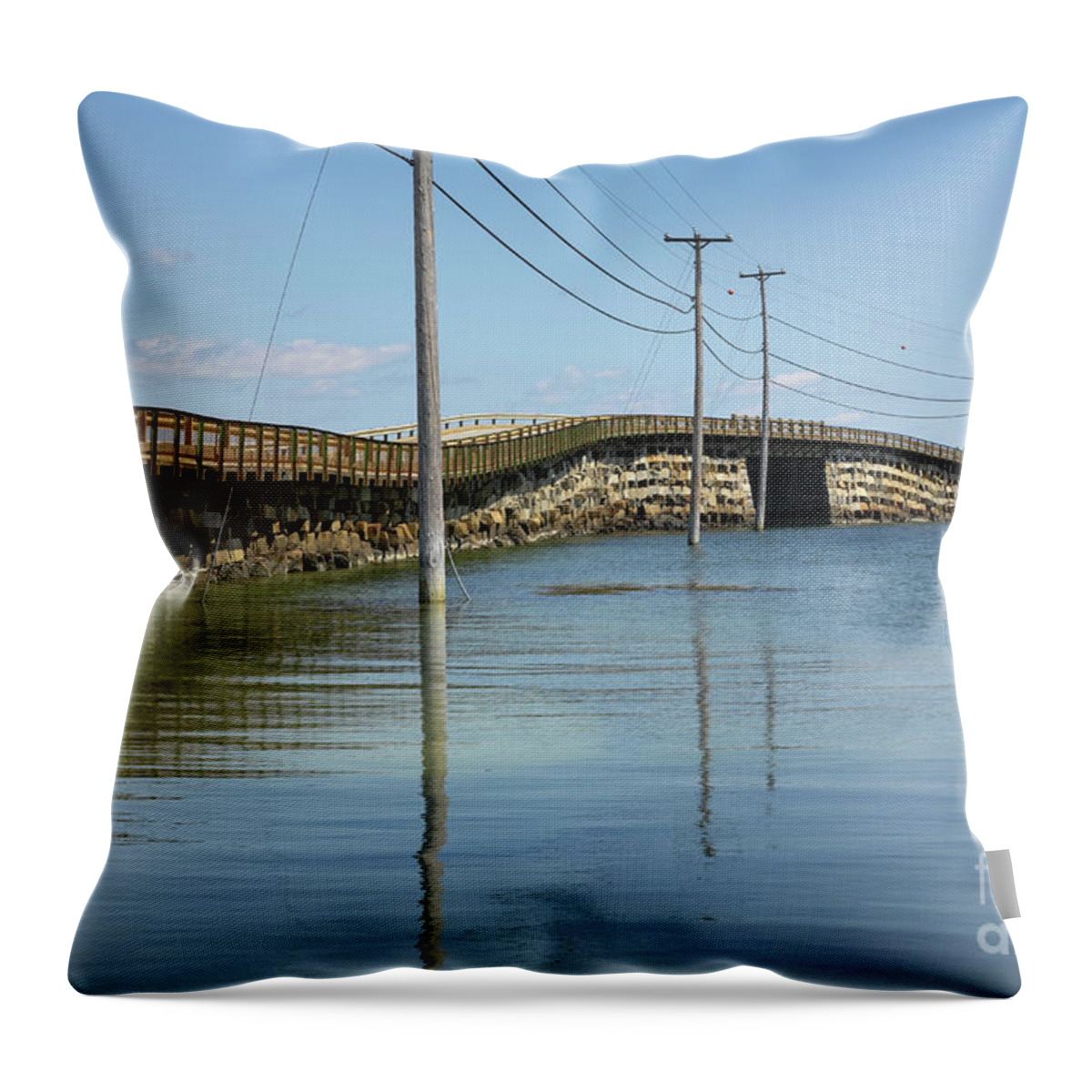 Landscape Throw Pillow featuring the photograph Bailey Island Bridge - Harpswell Maine USA by Erin Paul Donovan