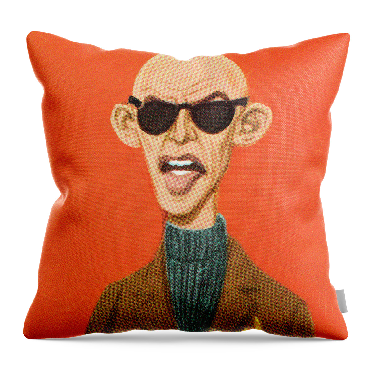 Accessories Throw Pillow featuring the drawing Bald man in tweed and sunglasses by CSA Images
