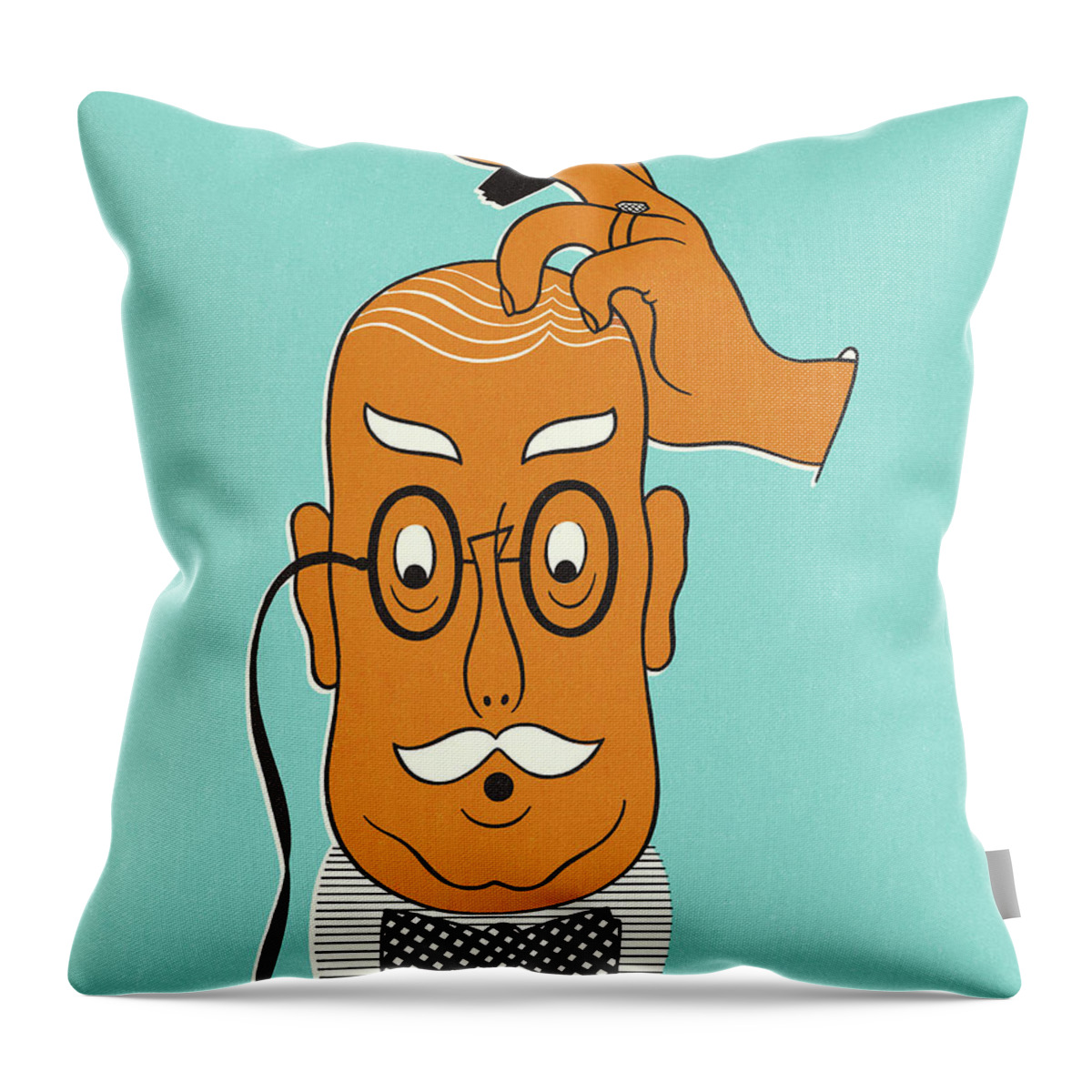 Accessories Throw Pillow featuring the drawing Bald Man Scratching His Head by CSA Images