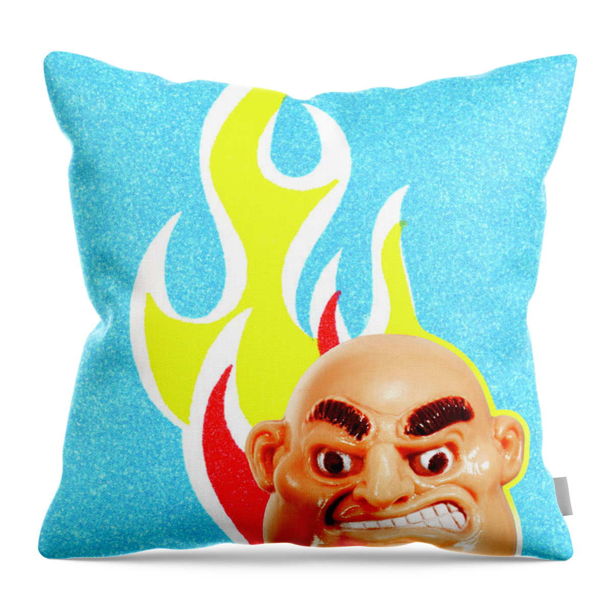 Action Throw Pillow featuring the drawing Bald Man With Flames by CSA Images