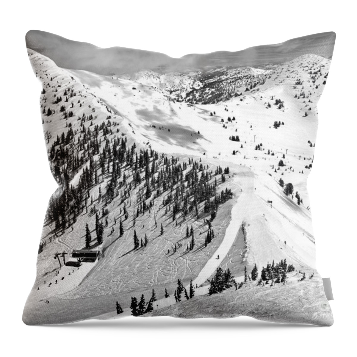 Snowbird Throw Pillow featuring the photograph Baldy Ridgeline Black And White by Adam Jewell