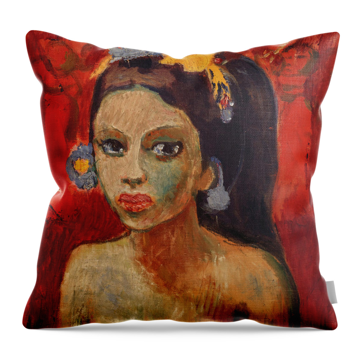 Robert Genin Throw Pillow featuring the painting Balinesin by Robert Genin