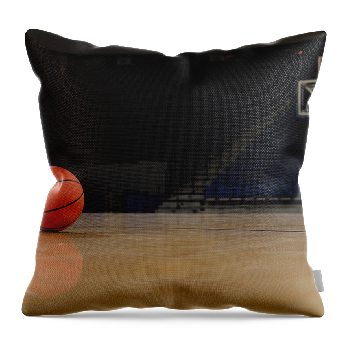 Orange Color Throw Pillow featuring the photograph Ball And Basketball Court by Matt brown