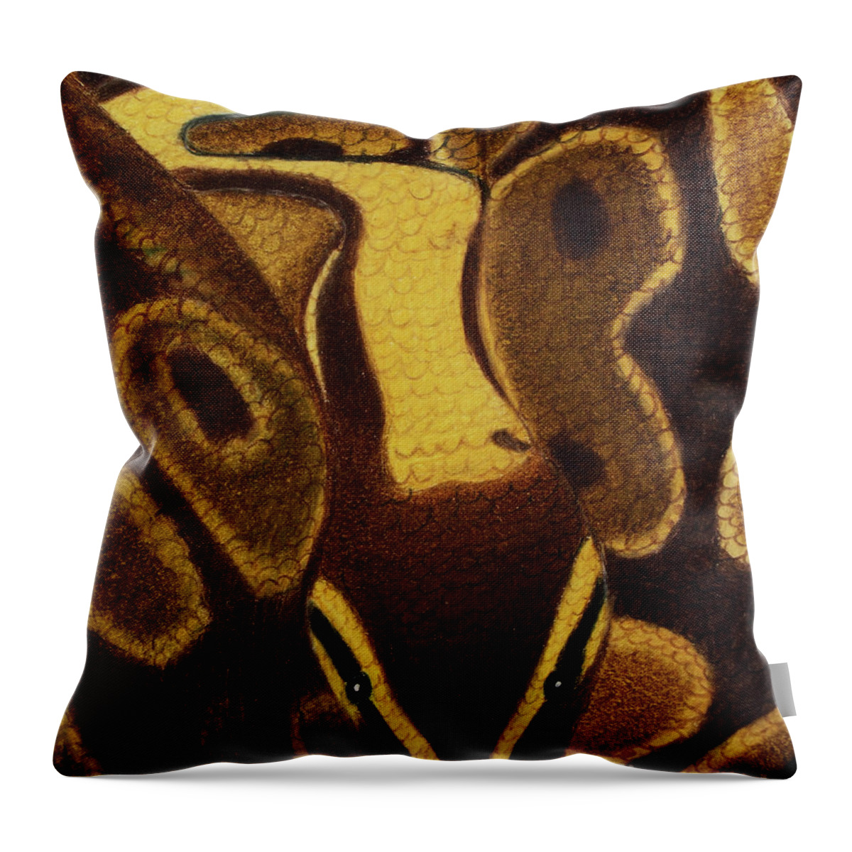Art Throw Pillow featuring the painting Ball Python Snake by Dorothy Lee