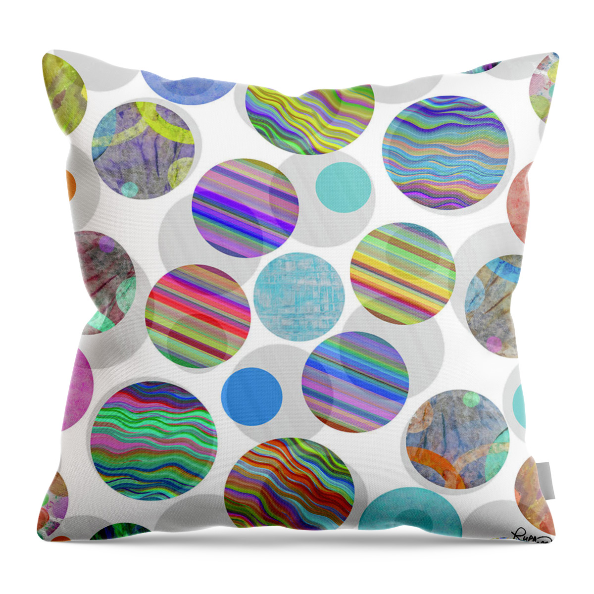Abstract Throw Pillow featuring the digital art Ball Toss by Ruth Palmer