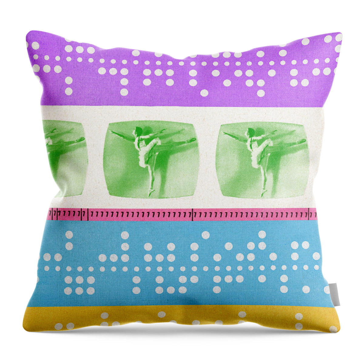 Abstract Throw Pillow featuring the drawing Ballerina and Dot Pattern by CSA Images