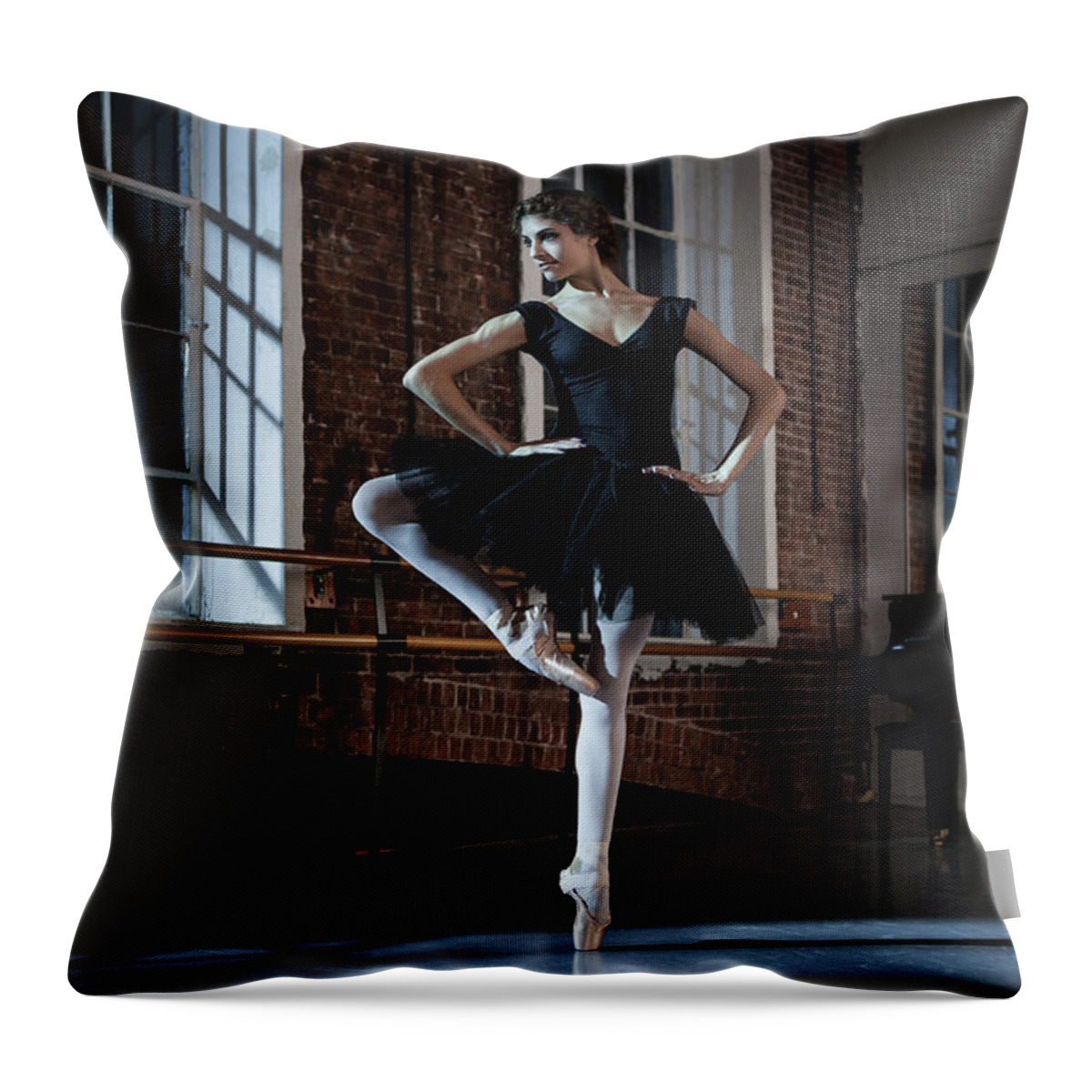 Ballet Dancer Throw Pillow featuring the photograph Ballerina Performing Passe Devant In by Nisian Hughes