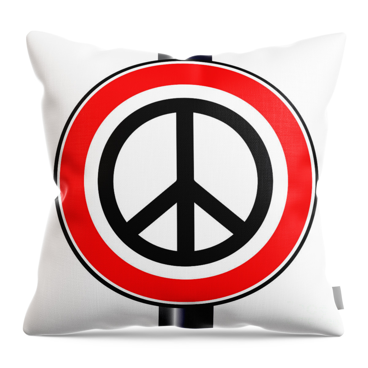 Ban Throw Pillow featuring the digital art Ban the Bomb Road Sign by Bigalbaloo Stock