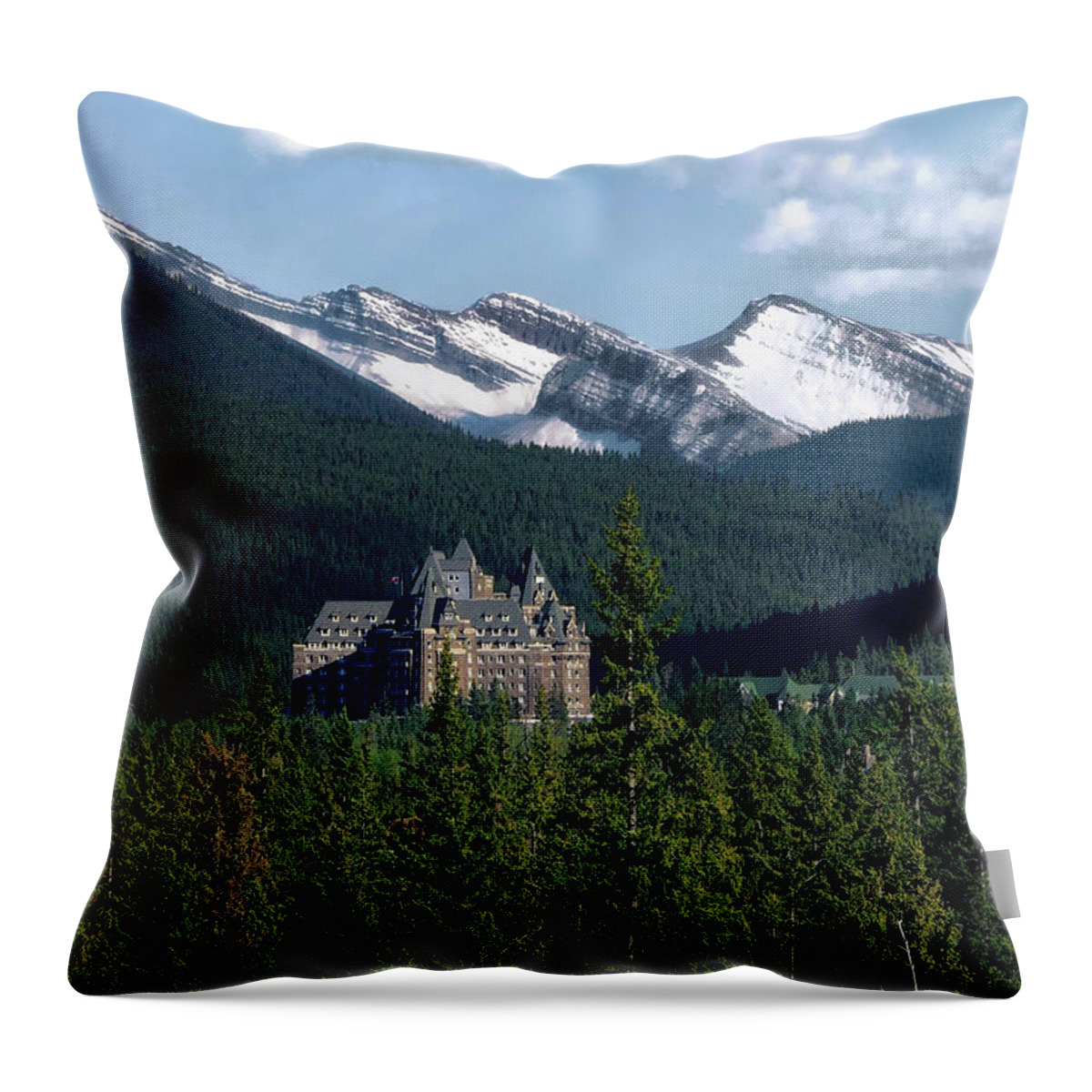 Banff Throw Pillow featuring the photograph Banff Springs by Jim Hill