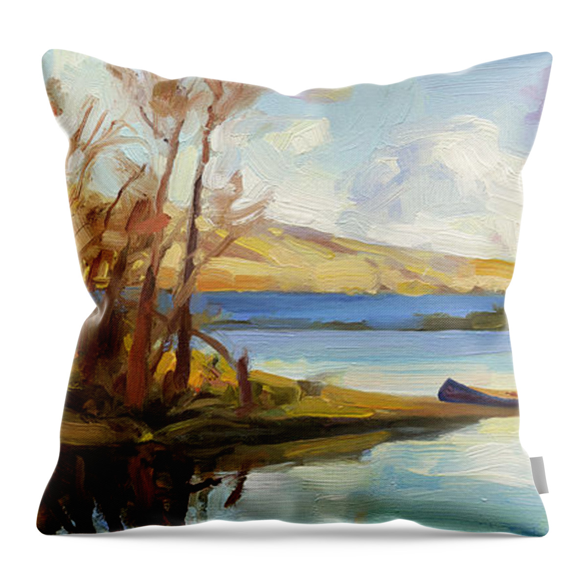 River Throw Pillow featuring the painting Banking on the Columbia by Steve Henderson