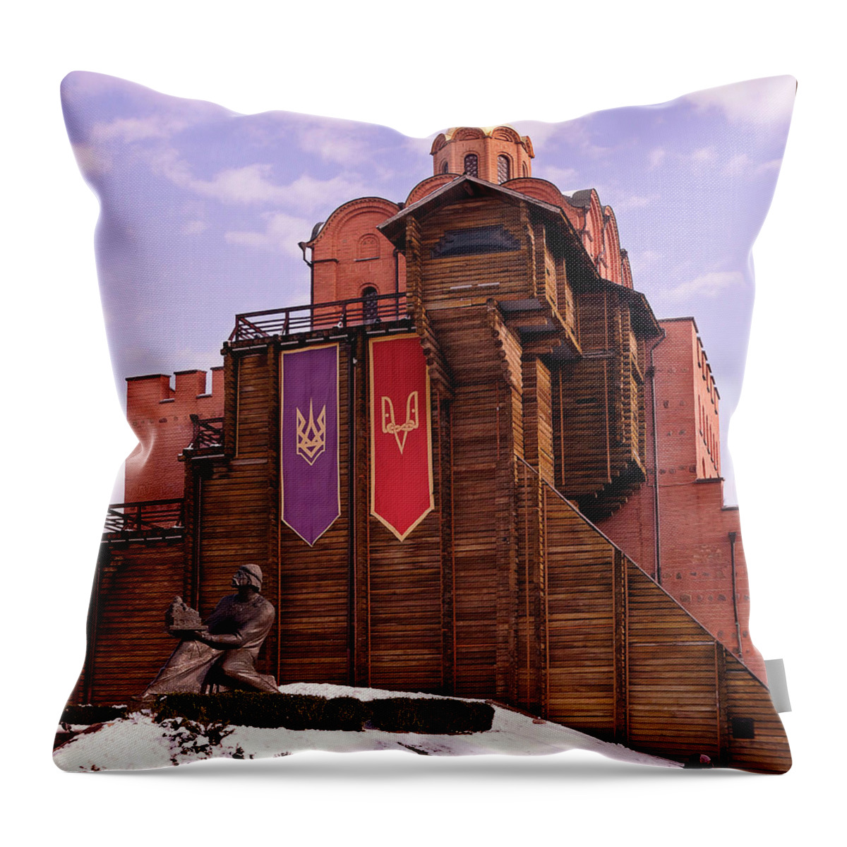Kiev Throw Pillow featuring the photograph Banners of the Gate by Sean Henderson