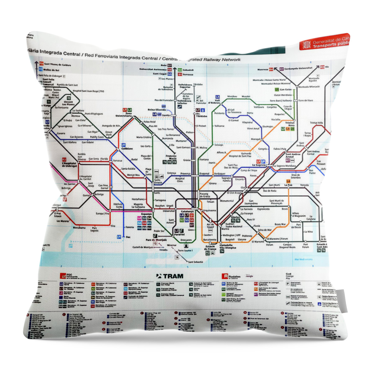 Photography Throw Pillow featuring the photograph Barcelona Metro by Mary Capriole