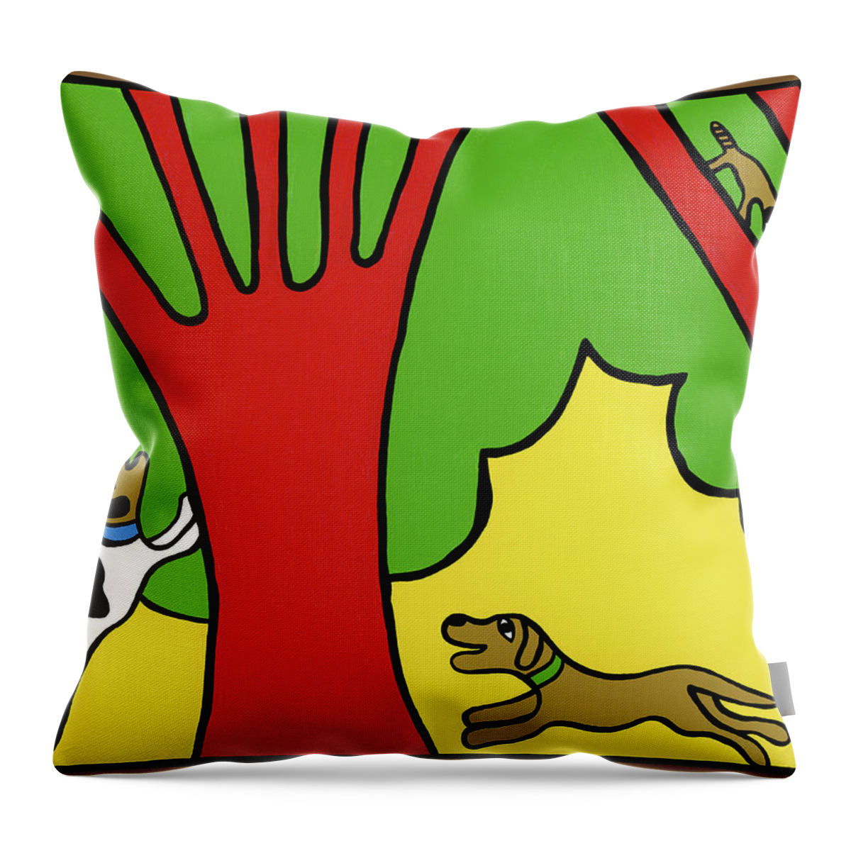 Dog Throw Pillow featuring the painting Barking Up The Wrong Tree by Mike Segal