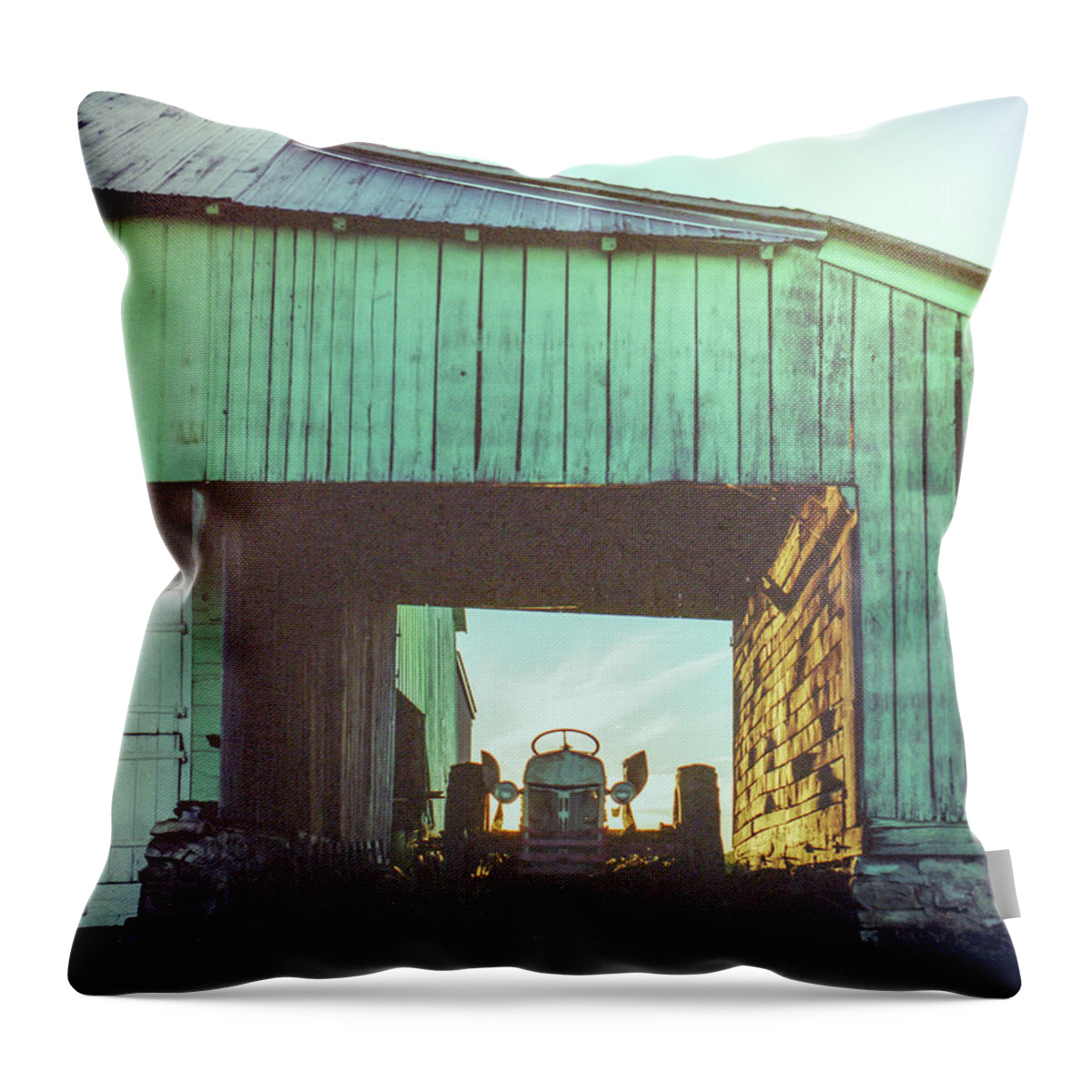 Tractor Barn Throw Pillow featuring the photograph Barn by John Daly