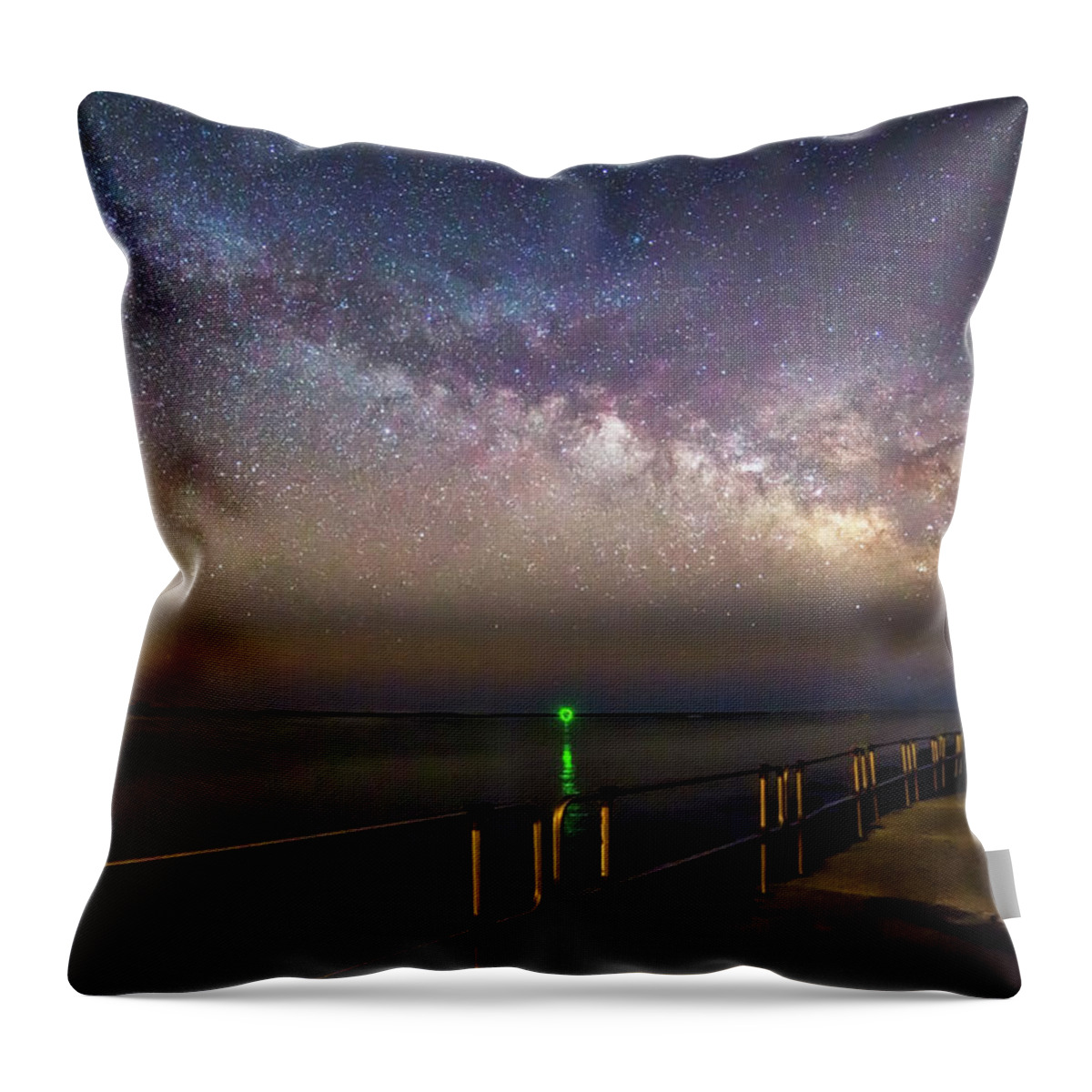 Milky Way Throw Pillow featuring the photograph Barnegat Light State Park Milky Way by Susan Candelario