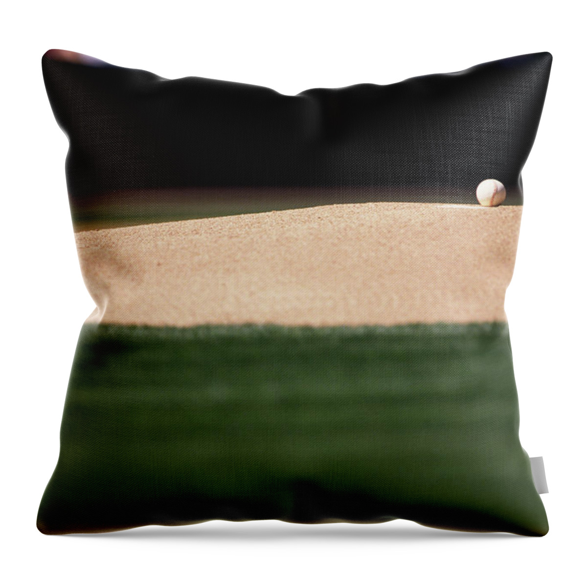 Ball Throw Pillow featuring the photograph Baseball On Pitchers Mound by William R. Sallaz