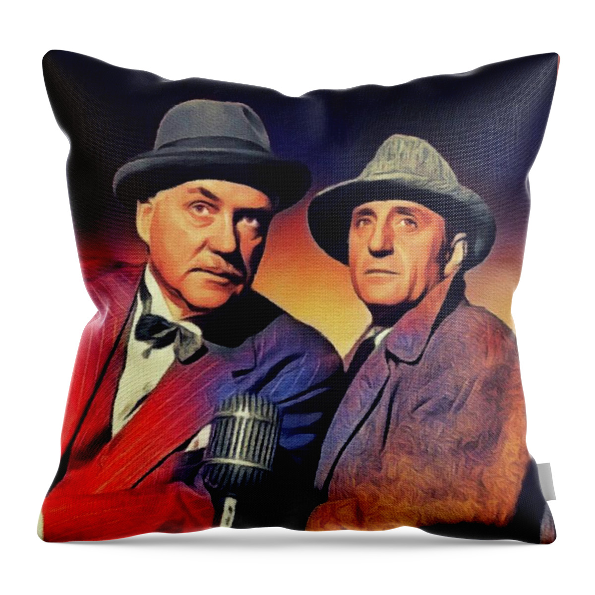 Basil Throw Pillow featuring the painting Basil Rathbone and Nigel Bruce by Esoterica Art Agency