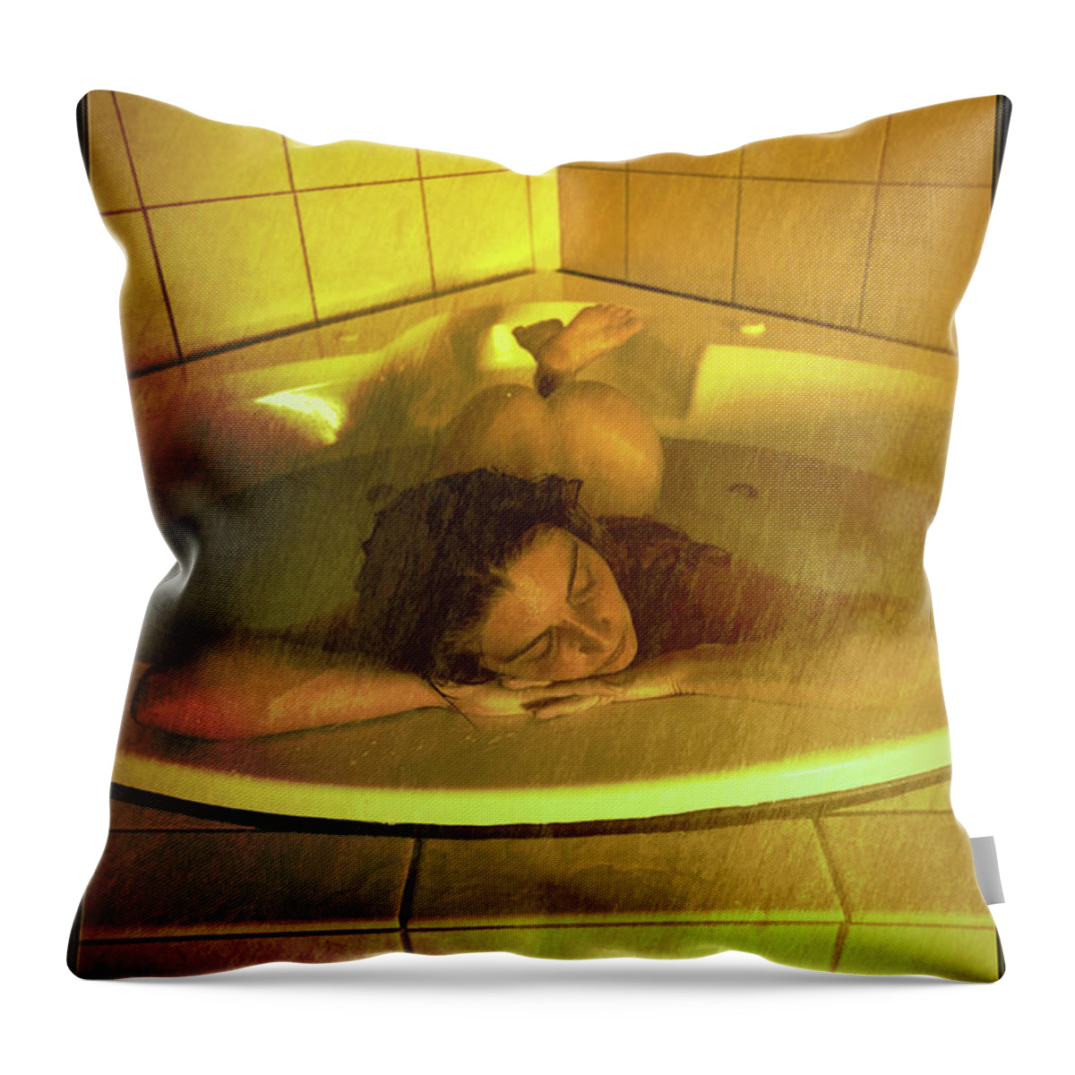 Dark Throw Pillow featuring the digital art Bathed In Golden Light by Recreating Creation