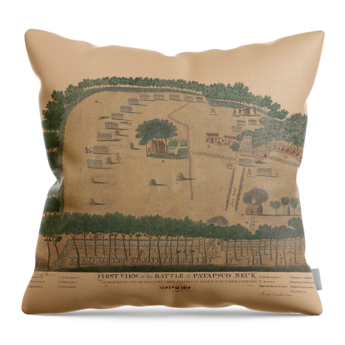 War Of 1812 Throw Pillow featuring the painting Battle of Patapsco Neck by Andrew Dulac