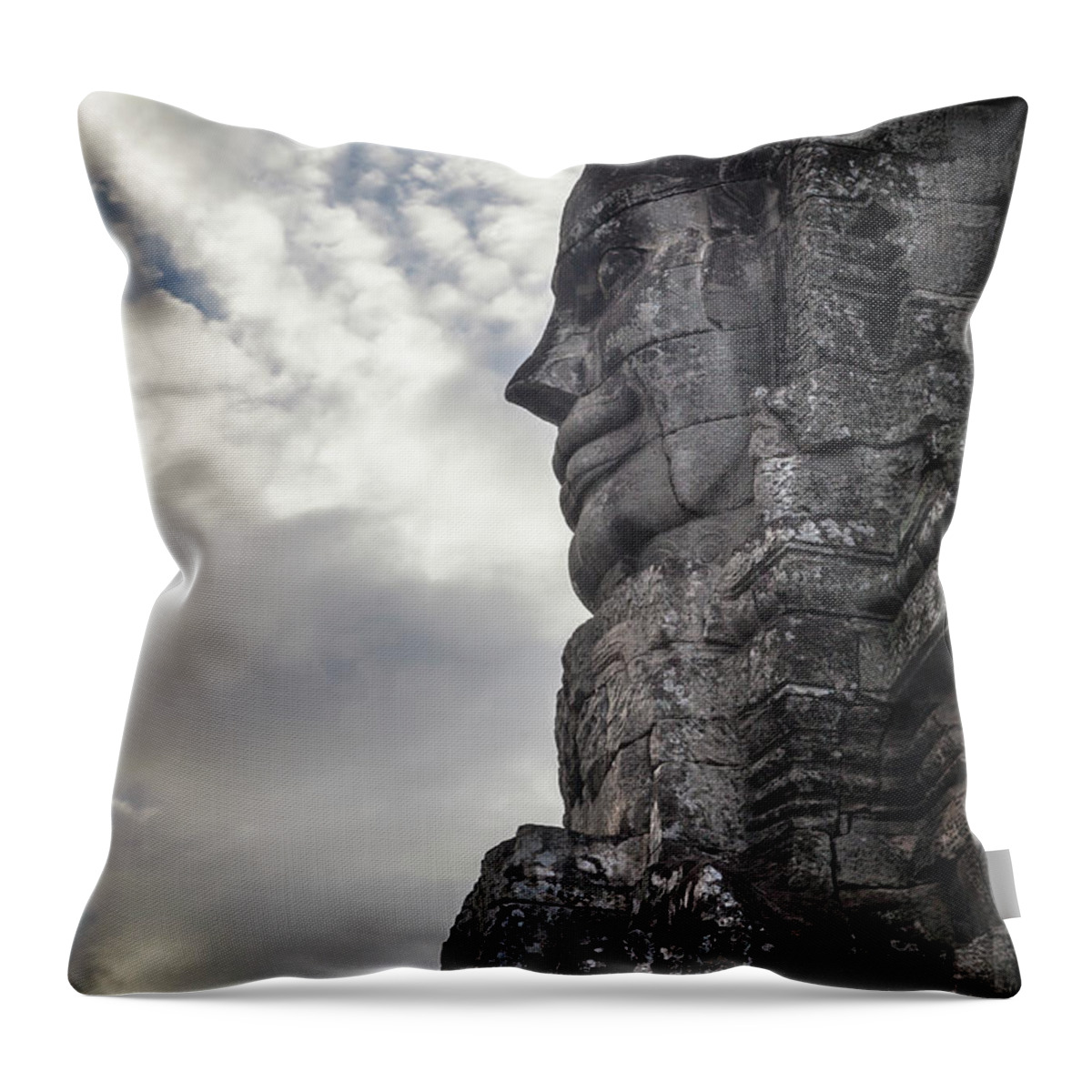 Tranquility Throw Pillow featuring the photograph Bayon Temple by Www.sergiodiaz.net